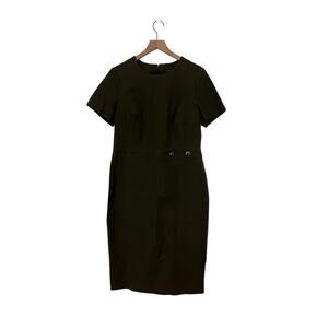 Banana Republic Short Sleeve Olive Green Sheath Dress Womens Size 12